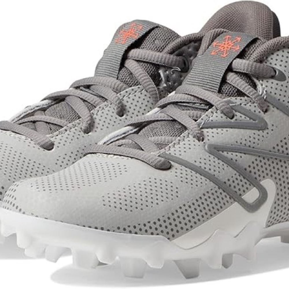New Balance Kids Gray Athletic Cleats with Subtle Coral Accents